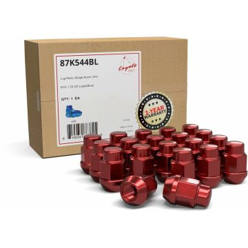20 Pcs M12 x 1.25 12 x 1.25 Thread Bulge Acorn 35mm 1.38" Long Lug Nuts Red 3/4" 19mm Hex Fits Most Subaru Pass Cars | Nissan Pass Cars with Aftermarket Wheels