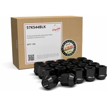 20 Pcs M12 x 1.25 12 x 1.25 Thread OE Bulge Acorn 1" Long Lug Nuts Black 13/16" 21mm Hex Fits