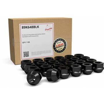 24 Pcs M14x1.5 14x1.5 Thread Open End Bulge Acorn 21mm 0.83" Long Lug Nuts Black 7/8" 22mm Hex Fits