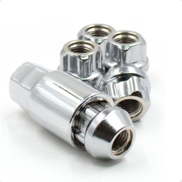 M14 1.5 14x1.5 Thread Open End 0.83" Long Locking Wheel Lug Nuts Lock Chrome Dual Hex Key 13/16" and 3/4" Fits Most 2018+ Jeeps