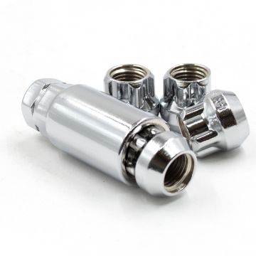 M14 2.0 14x2.0 Thread Open End Long 1.00" Long Locking Wheel Lug Nuts Lock Chrome Dual Hex Key 13/16" and 3/4" Fits 2000 to 2014 Ford F150 Expedition