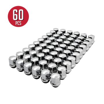 60 Pcs M14 x 1.5 14 x 1.5 OEM Style Lug Nuts  6509873AA | 611-331 | 6509-873AA 1.40" Long  Chrome 7/8" Hex Fits Chevy 2010+ Camaro | Dodge 2006+ Charger | 2008+ Challenger