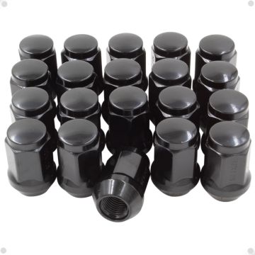 20 Pcs M14x1.5 14x1.5 Thread Bulge Acorn 35mm 1.38" Long Lug Nuts Black 3/4" 19mm Hex Fits 2010+ Chevy Camaro | Dodge Charger Challenger | 2014+ Ford Mustang