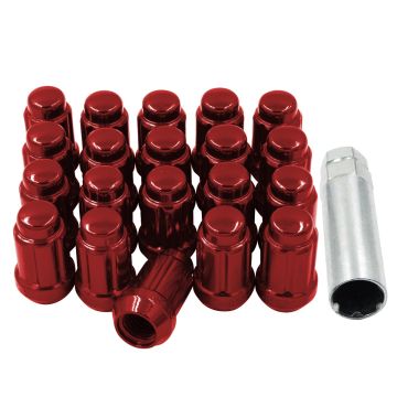 20 Pcs 1/2" Thread Car Spline 1.38" Long Lug Nut Red Spline Fits Ford Mustang 1965 to 2014 and Many Vintage Dodge Chevy Ford Vehicles