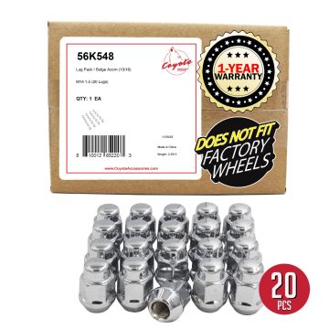 20 Pcs M14x1.5 14x1.5 Thread Bulge Acorn 35mm 1.38" Long Lug Nuts Chrome 13/16" 21mm Hex Fits 2010+ Chevy Camaro | Dodge Charger Challenger | 2014+ Ford Mustang