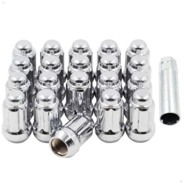 20 Pcs 1/2" Thread Car Spline 1.38" Long Lug Nut Chrome Spline Fits Ford Mustang 1965 to 2014 and Many Vintage Dodge Chevy Ford Vehicles