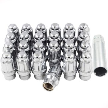 24 Pcs 14mm 2.00 Thread ET Bulge Acorn (Extra Thread for Spacers) 1.70" Long Spline Lug Nuts Chrome Truck Spline Fits 2003-14 Ford Expedition Lincoln Navigator 2004-14 F150