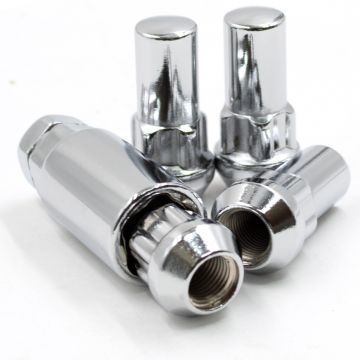 1/2" Thread Closed End Bulge 1.90" Long Locking Wheel Lug Nuts Wheel Lock  Dual Hex Key 13/16" and 3/4" Fits Ford Mustang GT350 GT500 Shelby