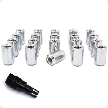 20 Pcs 12mm 1.50 12x1.50 Thread Car Tuner 1.26" Long Lug Nut Chrome Tuner Fits Many Chevy Honda Passenger Cars | Toyota Pass Cars with Aftermarket Wheels