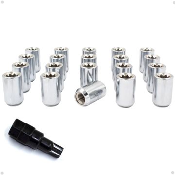 20 Pcs 12mm 1.25 12x1.25 Thread Car Tuner 1.26" Long Lug Nut Chrome Tuner Fits Most Subaru Pass Cars | Nissan Pass Cars with Aftermarket Wheels