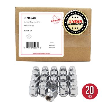 20 Pcs M14x1.5 14x1.5 Thread Bulge Acorn 35mm 1.38" Long Lug Nuts Chrome 3/4" 19mm Hex Fits 2010+ Chevy Camaro | Dodge Charger Challenger | 2014+ Ford Mustang