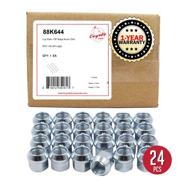24 Pcs M12 x 1.25 12 x 1.25 Thread Open End Bulge Acorn 21mm 0.84" Long Lug Nuts Zinc 19mm 3/4" Hex Fits Many Nissan SUV and Titan (Non XD) with Aftermarket Wheels